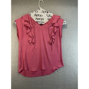 Express Sleeveless  V-neck Semi Sheer Top Women's  Large Burgundy‎